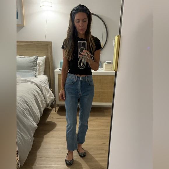 Tory Burch Black Leather Crystal Embellished Bow Eddie Ballet Flat - Picture 6 of 9